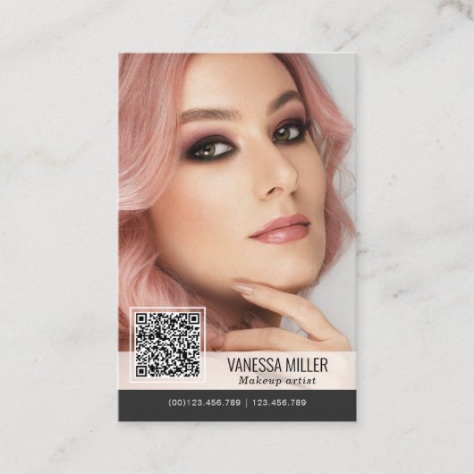 QR-code moderne visitekaartjes voor make-up arties (Voorkant)