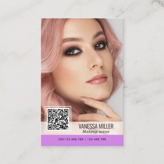 QR-code moderne visitekaartjes voor make-up arties (Voorkant)