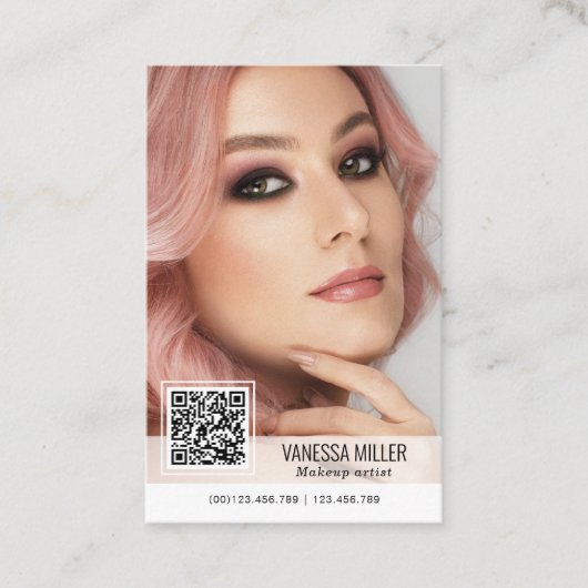 QR-code moderne visitekaartjes voor make-up arties (Voorkant)