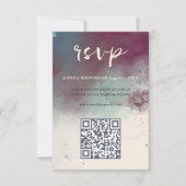 QR Code Moderne Waterverf Jewel Tones Boho Bruilof RSVP Kaartje (Voorkant)