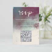 QR Code Moderne Waterverf Jewel Tones Boho Bruilof RSVP Kaartje (Staand voorkant)