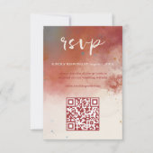 QR Code Moderne Waterverf Terracotta Boho Bruiloft RSVP Kaartje (Voorkant)