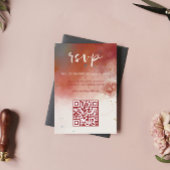 QR Code Moderne Waterverf Terracotta Boho Bruiloft RSVP Kaartje