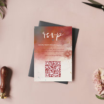 QR Code Moderne Waterverf Terracotta Boho Bruiloft