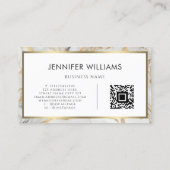 QR Code Moderne Wit Gouden Marmeren Schoonheidssal Visitekaartje (Achterkant)
