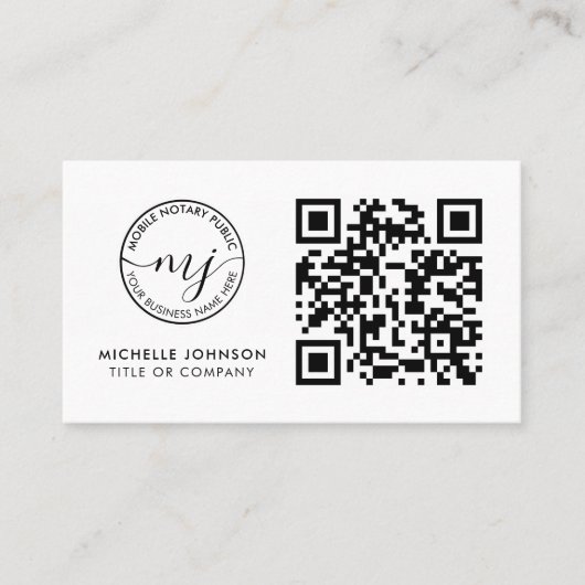 QR-code Moderne witte notaris Visitekaartjes (Voorkant)