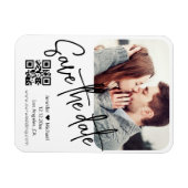 qr-code moderne witte trouwfoto save the date magneet (Horizontaal)