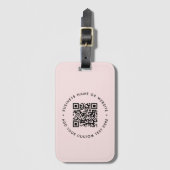 QR-code | Moderne zakelijke Blush roze finine Bagagelabel (Voorkant (verticaal))
