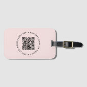 QR-code | Moderne zakelijke Blush roze finine Bagagelabel (Voorkant (horizontaal))
