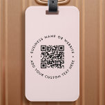 QR-code | Moderne zakelijke Blush roze finine Bagagelabel<br><div class="desc">Een eenvoudige sjabloon van het bagagelabel van de code QR van de blote roze douane in een moderne minimalistische stijl die gemakkelijk met uw code QR,  bedrijfsnaam of website en douanetekst kan worden bijgewerkt,  bijvoorbeeld aftasten me aan... </div>