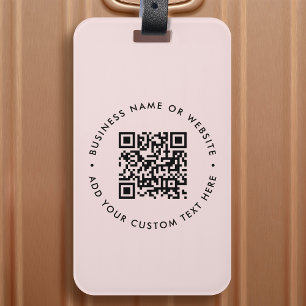 QR-code Moderne zakelijke Blush roze finine Bagagelabel