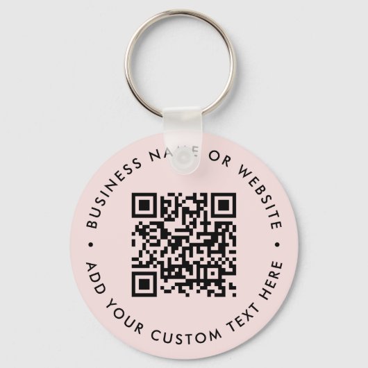 QR-code | Moderne zakelijke Blush roze ronde Sleutelhanger (Voorkant)
