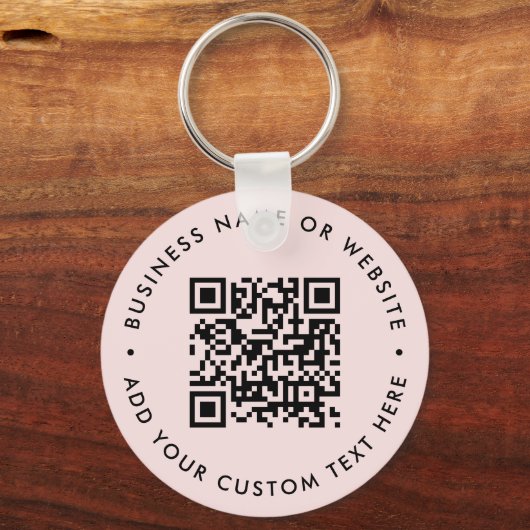 QR-code | Moderne zakelijke Blush roze ronde Sleutelhanger (Voorkant)
