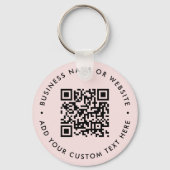 QR-code | Moderne zakelijke Blush roze ronde Sleutelhanger (Achterkant)