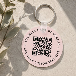 QR-code | Moderne zakelijke Blush roze ronde Sleutelhanger