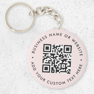 QR-code   Moderne zakelijke Blush roze ronde Sleutelhanger