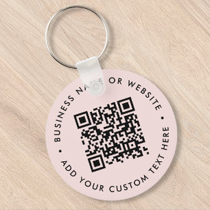 QR-code Moderne zakelijke Blush roze ronde Sleutelhanger