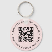 QR-code | Moderne zakelijke Blush roze ronde Sleutelhanger (Voorkant)