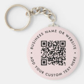 QR-code | Moderne zakelijke Blush roze ronde Sleutelhanger (Voorkant)