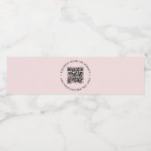 QR-code | Moderne zakelijke Blush roze ronde Waterfles Etiket (Enkel label)