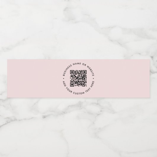 QR-code | Moderne zakelijke Blush roze ronde Waterfles Etiket (Enkel label)