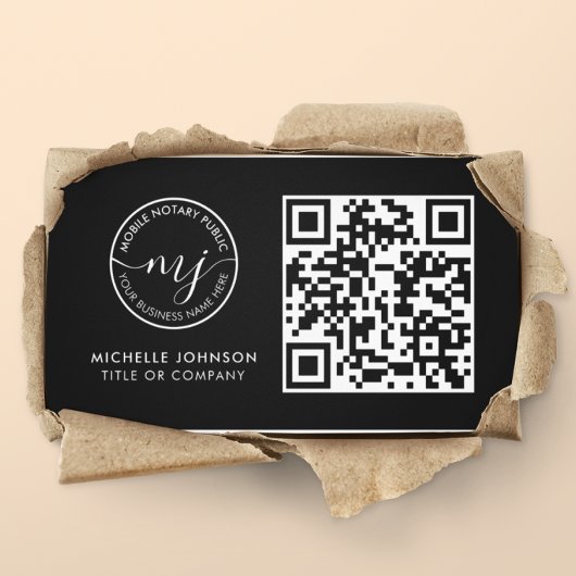 QR-code Moderne zwarte notaris Visitekaartjes