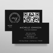 QR-code Moderne zwarte notaris Visitekaartjes