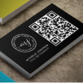 QR-code Moderne zwarte notaris Visitekaartjes