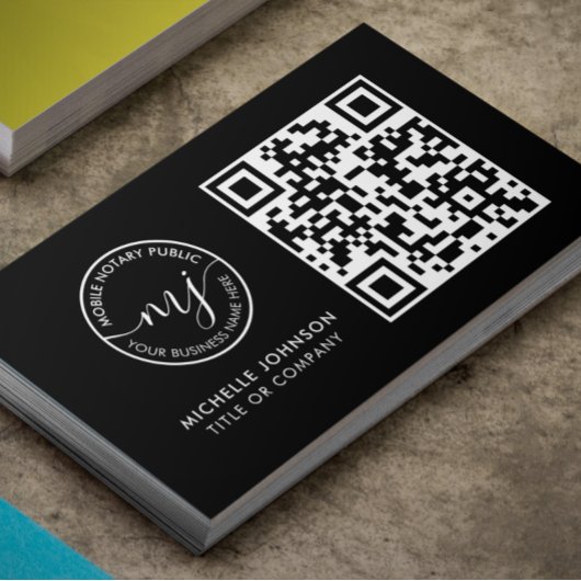 QR-code Moderne zwarte notaris Visitekaartjes