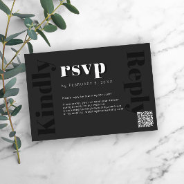 QR CODE moderne zwarte online bruiloft Rsvp Kaartje