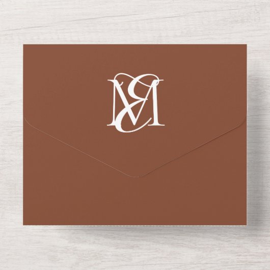 QR Code Monogram Elegant Herfst Trouwen All In One Uitnodiging (Achterkant)