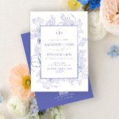 QR Code Monogram Elegante Lavendel Bloemen Huwelij Kaart