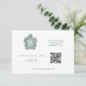QR-code Monogram Groene Tijdloze Kleuren RSVP Onli Informatiekaartje (Staand voorkant)