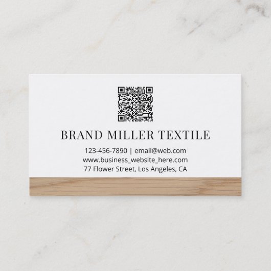 QR Code Monogram Houten Patroon Visitekaartje (Achterkant)