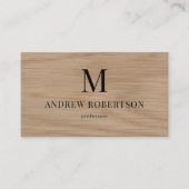 QR Code Monogram Houten Patroon Visitekaartje (Voorkant)