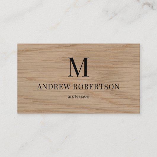 QR Code Monogram Houten Patroon Visitekaartje (Voorkant)
