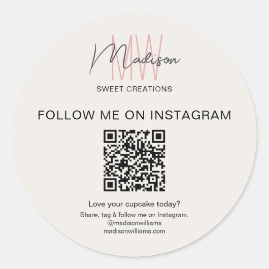 QR-code Monogram Logo Bakkerij Sticker (Voorkant)