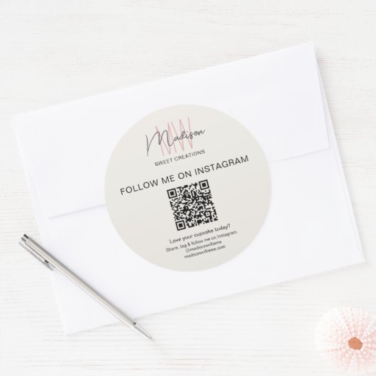 QR-code Monogram Logo Bakkerij Sticker (Envelop)