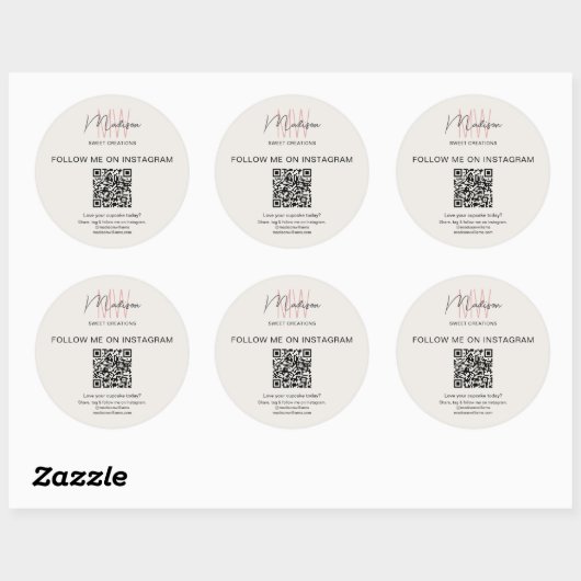 QR-code Monogram Logo Bakkerij Sticker (Vel)