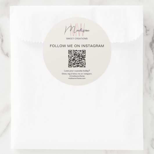 QR-code Monogram Logo Bakkerij Sticker (Tas)