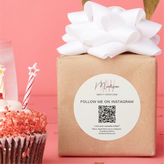 QR-code Monogram Logo Bakkerij Sticker (Feest)