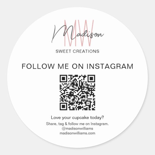 QR-code Monogram Logo Bakkerij Sticker (Voorkant)