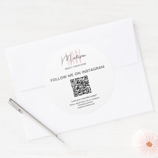 QR-code Monogram Logo Bakkerij Sticker (Envelop)