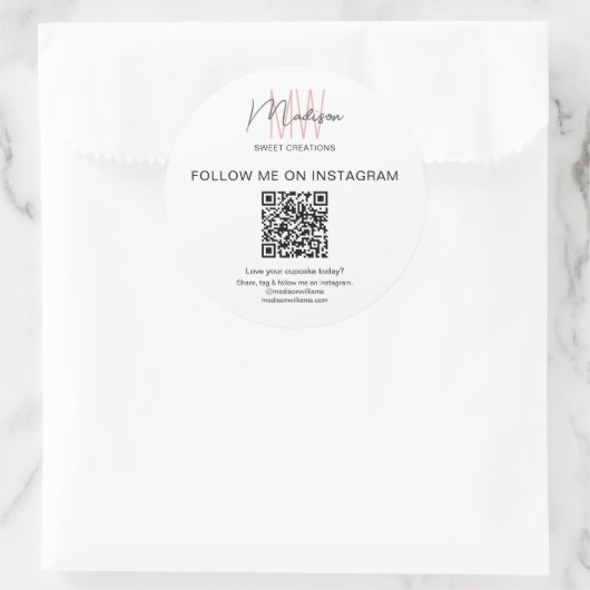 QR-code Monogram Logo Bakkerij Sticker (Tas)