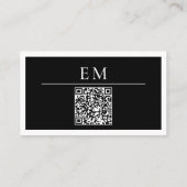 QR Code Monogram Logo Zwart Wit Minimal Modern Visitekaartje (Achterkant)