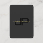 QR Code Monogram Sjabloon Zwart en Goud Machtig Visitekaartje (Voorkant)