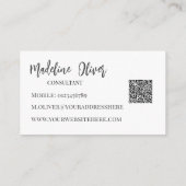 QR Code Monogram Zwart Elegant Visitekaartje (Achterkant)
