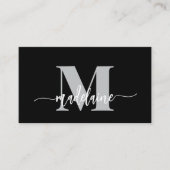 QR Code Monogram Zwart Elegant Visitekaartje (Voorkant)