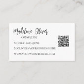 QR Code Monogram Zwart Wit Elegant Visitekaartje (Achterkant)