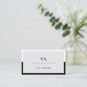 QR Code Monogram Zwart Wit Grijs Fotografie Visitekaartje (Staand voorkant)